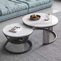Ensemble de table basse moderne avec plateau en dalle de quartz et pieds en acier inoxydable, design durable pour le salon et la chambre à coucher