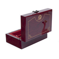 Boîte à bijoux vintage rectangulaire en bois rouge, étui de rangement rétro à charnières avec poignée métallique et serrure, organisateur doublé de velours pour bagues et colliers