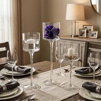 Kerzenhalter-Set, 3-teilig, hohe Kerzenständer, winddicht, für Stabkerzen, als Tischdekoration für Hochzeiten, Partys und Feiertage