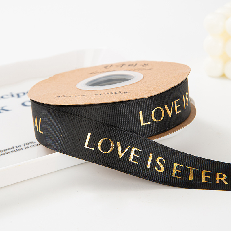 2.5cm40 size black soup gold ribbon