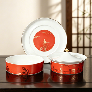 Recipiente para Alimentos de Porcelana Ecológica Transparente con Esmalte Premium TAO XI CHUAN, Estilo <span class=keywords><strong>Palacio</strong></span> Imperial de la Ciudad Prohibida, en Capas, para Otoño - Product Image 3
