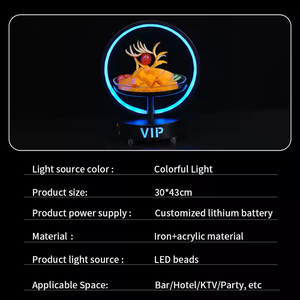 Bandeja de fruta LED redonda moderna Bandeja de aperitivos de hierro de 3mm con superficie pulida para fiestas Logotipo personalizado Club nocturno amigable - Product Image 3