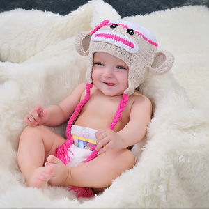 قبعة صوف للأطفال من ACki لفصل الشتاء، سميكة مع حماية للأذنين، قبعة كرتونية للأطفال على شكل قرد مصنوعة من الصوف المحبوك، صنع في الصين - Product Image 4