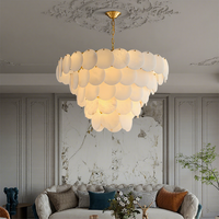 Lustre en marbre naturel et laiton de style nordique de luxe pour hôtel, lampe suspendue LED avec garantie de 3 ans