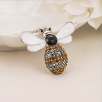 Haute qualité en gros personnalisé mignon animal porte-clés logo vierge kawaii dessin animé pailleté coloré métal porte-clés abeille avec diamant