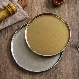 Vintage Stainless Steel Round Plate Shallow Dish For Steak Party Snack Dessert Industrial Style - Product Image 3