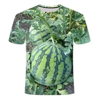 3D digitaal printen Ronde hals, korte mouwen, zomerfruit, watermeloenpatroon, best verkocht, casual, comfortabel, ademend shirt