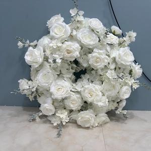 White Artificial Rose Wreath Garland Candle Holder Decor Table Centerpiece Flower for Candlesticks Wedding Table Centerpiece - Product Image 5