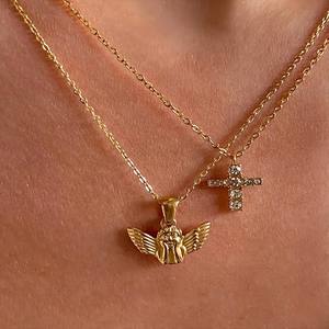 สร้อยคอสแตนเลสวินเทจรูปพระจันทร์พระอาทิตย์ขึ้นสร้อยคอทรงสี่เหลี่ยมลายท้องฟ้า - Product Image 3