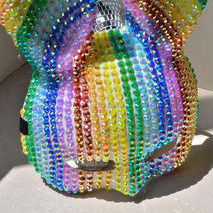 HLC ODM arc-en-ciel lapin diamant brillant Animal Cosplay lapin masque facial pour Pâques bal fierté <span class=keywords><strong>carnaval</strong></span> Bling <span class=keywords><strong>strass</strong></span> masques pour les yeux - Product Image 4