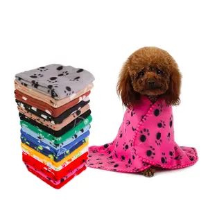小狗宠物毯，个性化狗宠物毯，灰色爪印小狗毯，