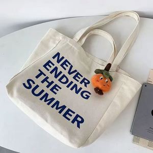 Wholesale 12Oz <b>Large</b> Canvas Letter Print Literary Design Shopping Cotton Two Double Handle <b>Bag</b> for Brand Promotional - Product Image 1