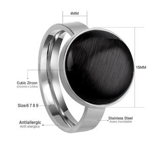 <b>Fashion</b> Large Black Opal <b>Rings</b> for <b>Women</b> Stainless Steel Wedding Party <b>Rings</b> Jewelry - Product Image 5