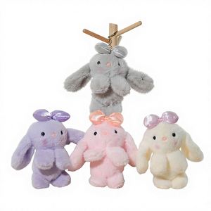Fleece Toy Rabbit Keychain with Bow 15cm <b>Cute</b> Plush Ornament Bag Hanger <b>Doll</b> - Product Image 1