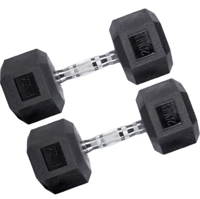 Britse Fabrikant Fitness Vrije Gewichten 3 Pond Rubber Groothandel 20Kg Dumbel Gym Training Gewichtheffen Hex Dumbbell Set