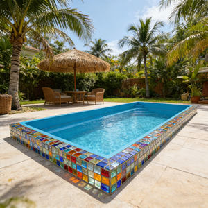 Piscina Infantil de Fibra de Vidrio para Exteriores, Resistente a los Rayos UV, Duradera, Ecológica, Fácil de Instalar, Forma Rectangular, Uso Familiar, SPA - Product Image 5