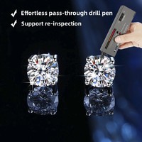 Boucles d'oreilles en argent sterling S925 avec moissanite, clous classiques à quatre/six griffes, manchette d'oreille pour femme, simples et élégantes, certifiées GRA, géométriques