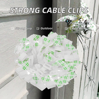 Crochets adhésifs blancs en plastique de type R, robustes, pour la gestion des câbles de guirlandes lumineuses extérieures, supports de fils et clips de câbles