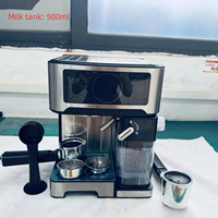 Machine à café électrique à commande numérique 1,6 L avec porte-filtre 51 mm, fonction pré-infusion, préparation de lait, latte et cappuccino 500 ml