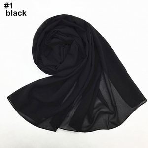 Foulard uni en mousseline pour femme, hijab, châle imprimé couleur unie, bandeau, écharpe musulmane - Product Image 2