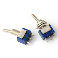 Interrupteurs à bascule momentanés miniatures ON-OFF-ON 6A125V MTS-103 3 broches 3 positions Interrupteur à bascule en laiton miniatures