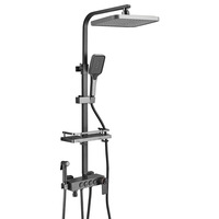 Ensemble de douche pluie en acier inoxydable gris anthracite avec mitigeur thermostatique, robinetterie de douche moderne de luxe pour hôtel, ensemble complet