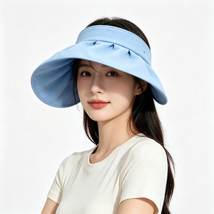 Pleated Empty Top Sun Visor <b>Hat</b> UPF 50+ UV Protection Curved Adjustable Back Strap Lightweight Travel Outdoor Summer Beach Cap - Product Image 1