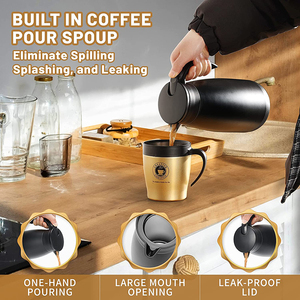 Cafetera de 2 litros, jarra térmica de acero inoxidable de grado alimenticio 304, jarra de vacío aislada de doble pared - Product Image 3