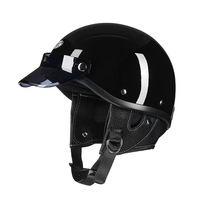 Nouveau Casque Moto Rétro Ouvert Style Vintage avec Visière Détachable Classique 3/4 Coque ABS Demi-Coque Cache-Oreilles Business/Luxe