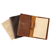 Porte-cartes de visite en cuir pleine fleur style vintage, carnet de voyage, journal en cuir multifonction original fait main