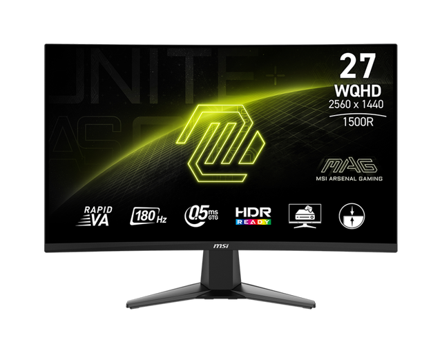 MSI MAG 27CQ6F 27'' Curved Rapid VA Gaming Monitor with 2560 X 1440 (WQHD) Panel Resolution 180Hz Refresh Rate 133% 2K Monitor