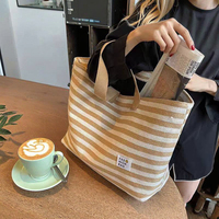 Sac en toile sur mesure pour femmes, sac fourre-tout simple à grande capacité rayé et à épaule unique pour femmes, nouvel arrivage