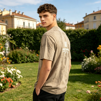T-shirts pour hommes à manches courtes, style streetwear américain, motif floral, col rond décontracté, 100% coton, effet délavé vintage
