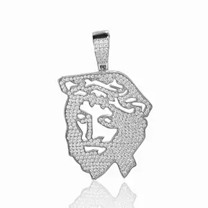 Wholesale Supplier New Big Men Hip Hop Iced Out Cz Jewelry Abstractionist Silver Gold Jesus Piece Face Head Jesus Pendant