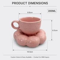 Lot de tasses à café en céramique de 200 ml avec soucoupe, motif nuage et fleur, en porcelaine, personnalisable avec logo et couleur, livré en boîte cadeau – Vente en gros usine
