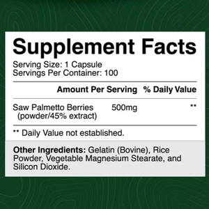 OEM ODM <b>Saw</b> Palmetto 500mg Capsules 60 Count Berry Powder Extract Dual Source Non GMO Gluten Free - Product Image 5