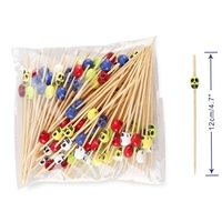 Piques à cocktail fantaisie pour apéritifs, couleurs assorties, en bambou, cure-dents tête de mort pour boissons, brochettes de 4,7 pouces