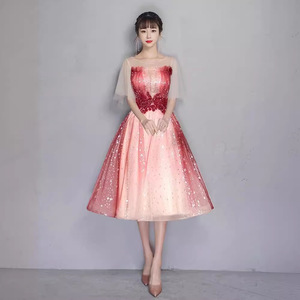 Starry Sky Dress Women O-Neck Empire Waist A-Line Organza <b>Glitter</b> Evening Dress For Banquets Performances Adults 2026 Events - Product Image 4