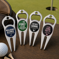 Outil de réparation de divots de golf multifonctionnel en alliage de zinc métallique de haute qualité avec ouvre-bouteille et marqueur de balle magnétique puissant