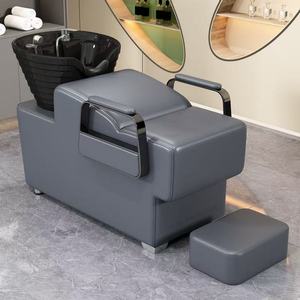 Modern Black <b>Salon</b> <b>Furniture</b> Shampoo Backwash Unit Sink Station Washing Hair Bed Tilting Ceramic Sink With Adjustable Seat - Product Image 4