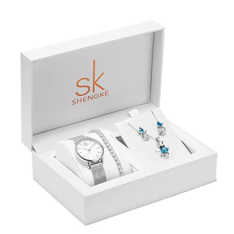 SK Brand Creative Women Watch Bracelet Necklace Set Female Jewelry Fashion Luxury Women Watch Bangle Set For Valentine's Gift