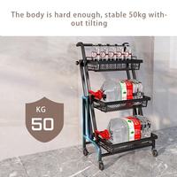 Chariot de rangement pliable à 3 niveaux sur pied pour cuisine avec poignée, étagère mobile à roulettes pour fruits et légumes pour la maison