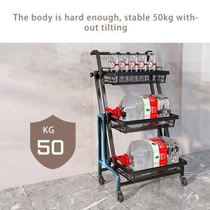 Carrito de Almacenamiento Plegable de 3 Niveles con Asa para Cocina, Organizador Móvil con Ruedas para Frutas y Verduras - Product Image 4