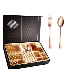 Juego de Cubiertos de Acero Inoxidable, Cuchillo, Tenedor, Cuchara de Cocina, Regalos de Metal, Cubiertos Dorados para Boda, Juego de Cubiertos Planos, Cuchara de Cena - Product Image 1