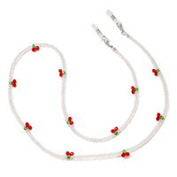 Chaîne à lunettes en cristal multi-usages Chaîne à perles anti-chute avec perles cerise Collier porte-lunettes