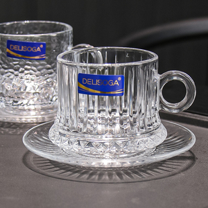 Taza <span class=keywords><strong>de</strong></span> café transparente con mango <span class=keywords><strong>de</strong></span> platillo, juego <span class=keywords><strong>de</strong></span> <span class=keywords><strong>tazas</strong></span> <span class=keywords><strong>de</strong></span> té <span class=keywords><strong>de</strong></span> cristal con <span class=keywords><strong>diseño</strong></span> personalizado <span class=keywords><strong>de</strong></span> fábrica al por mayor - Product Image 4