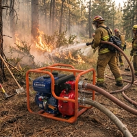Pompe à incendie à essence haute pression à 3 sorties, 7 CV, 212 cm³, portée de 125 m, portable pour la construction, l'agriculture et les urgences