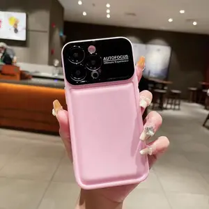 原装彩色大镜头保护TPU皮革手机外壳，适用于iPhone 11 12 13 14 15 Pro Max