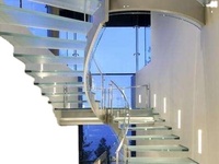 Escalier de manoir, design en verre trempé laminé, escalier flottant
