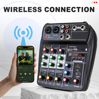 ELM AI-4 Contrôleur d'interface USB 4 canaux pour système de mixage audio mini karaoké domestique, noir, universel, en plastique